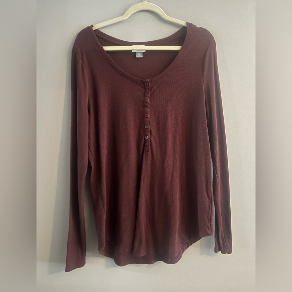 Old Navy Rib-Knit Henley Maroon Size XL
